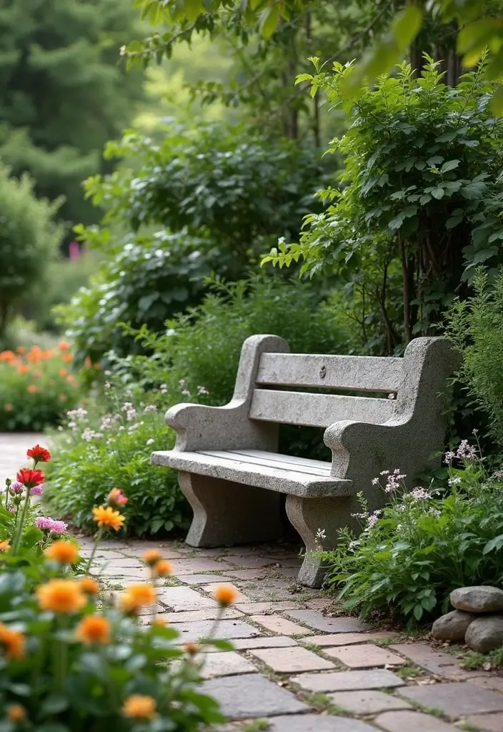 26 DIY Stone Craft Ideas For Rustic Home Decor Lovers 67 26 DIY Stone Craft Ideas For Rustic Home Decor Lovers - 21. Stone Garden Bench
