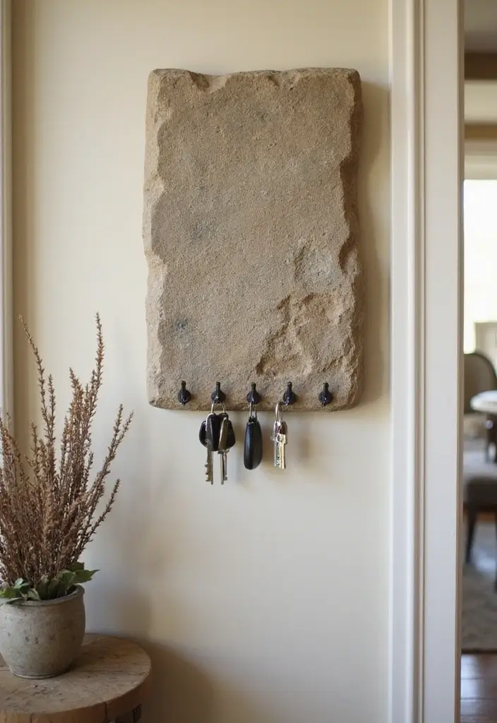 26 DIY Stone Craft Ideas For Rustic Home Decor Lovers 69 26 DIY Stone Craft Ideas For Rustic Home Decor Lovers - 23. Stone Key Holder