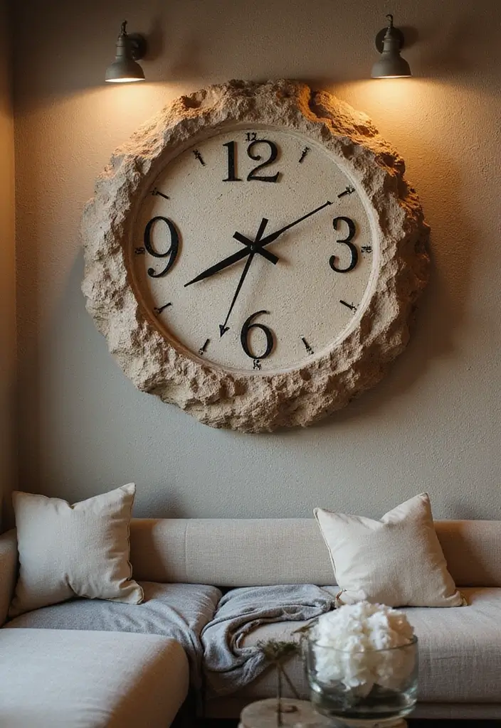 26 DIY Stone Craft Ideas For Rustic Home Decor Lovers 70 26 DIY Stone Craft Ideas For Rustic Home Decor Lovers - 24. Stone Wall Clock