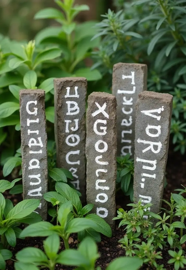 26 DIY Stone Craft Ideas For Rustic Home Decor Lovers 12 26 DIY Stone Craft Ideas For Rustic Home Decor Lovers - 4. Stone Garden Markers