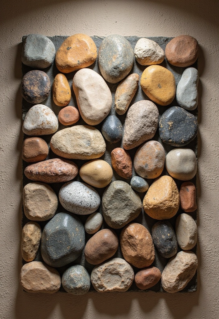 26 DIY Stone Craft Ideas For Rustic Home Decor Lovers 21 26 DIY Stone Craft Ideas For Rustic Home Decor Lovers - 7. Stone Wall Art