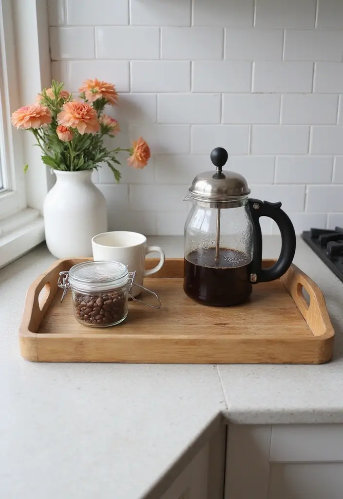 26 Vintage Bamboo Tray Decor Ideas For Classic Homes - 2. Bamboo Tray as a Coffee Station