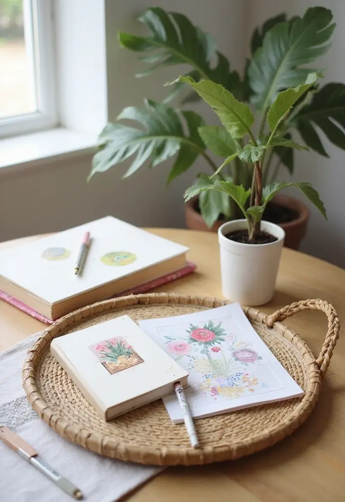 26 Vintage Bamboo Tray Decor Ideas For Classic Homes - 20. Vintage Bamboo Tray as a Creative Canvas