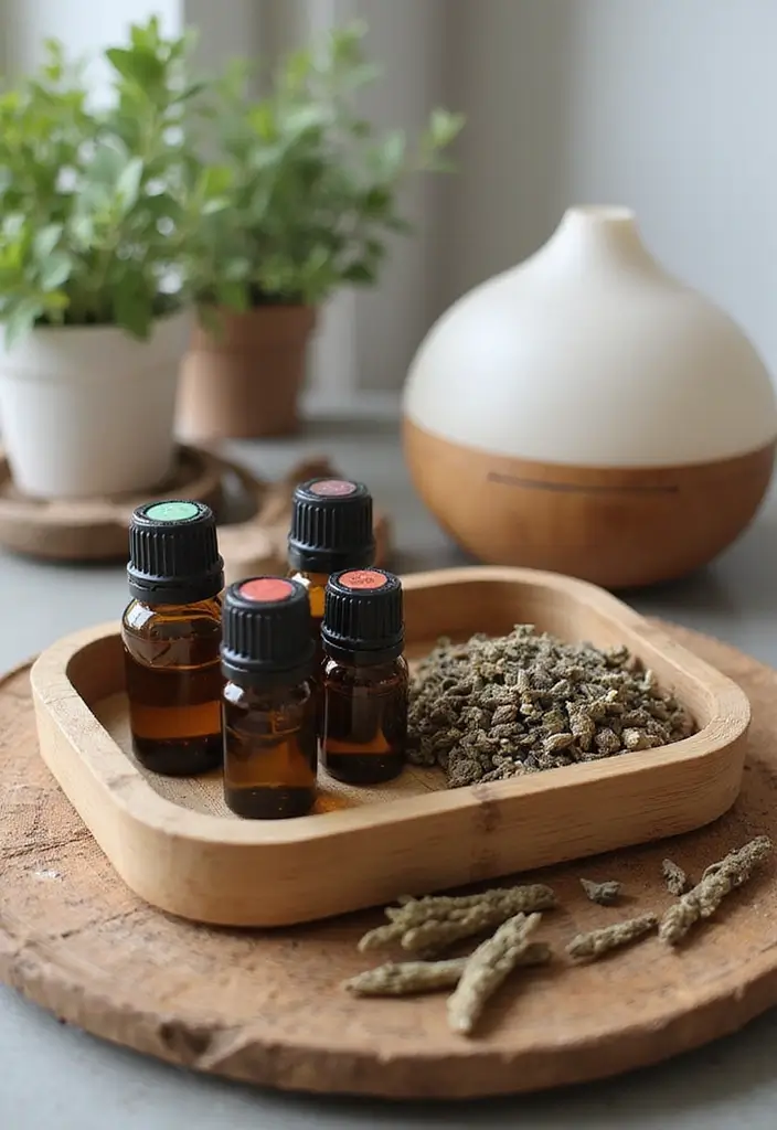 26 Vintage Bamboo Tray Decor Ideas For Classic Homes - 22. Vintage Bamboo Tray for Essential Oils