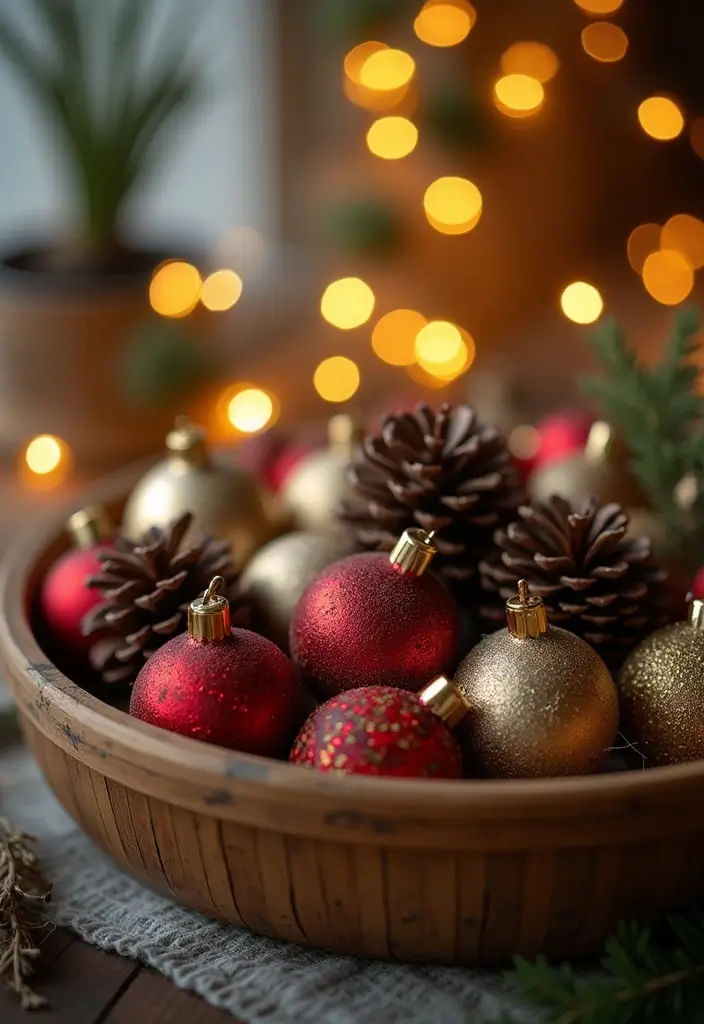 26 Vintage Bamboo Tray Decor Ideas For Classic Homes - 26. Vintage Bamboo Tray as a Holiday Display