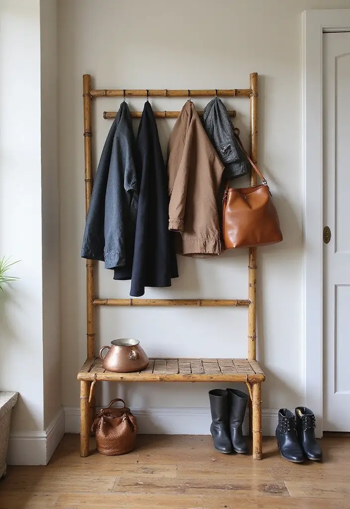 27 Bamboo Wall Decor Ideas For Calming Interiors - 15. Bamboo Coat Racks