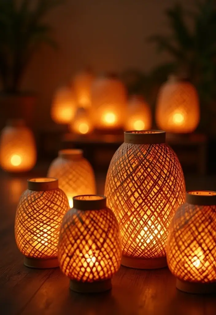 27 Bamboo Wall Decor Ideas For Calming Interiors - 16. Bamboo Lanterns