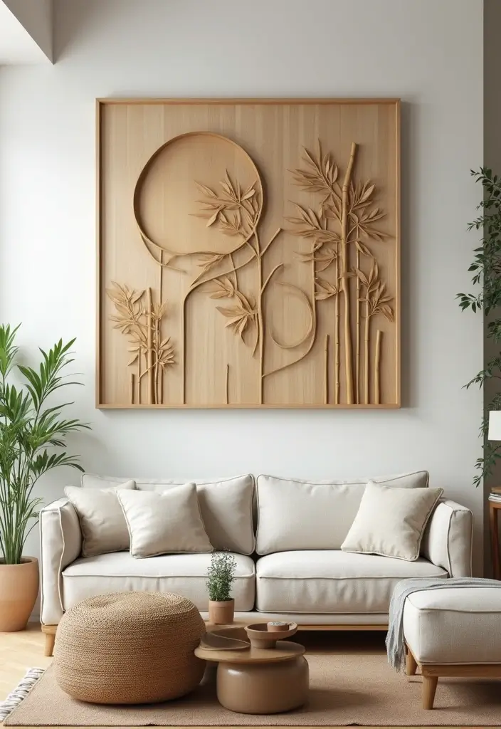 27 Bamboo Wall Decor Ideas For Calming Interiors - 2. Bamboo Wall Art