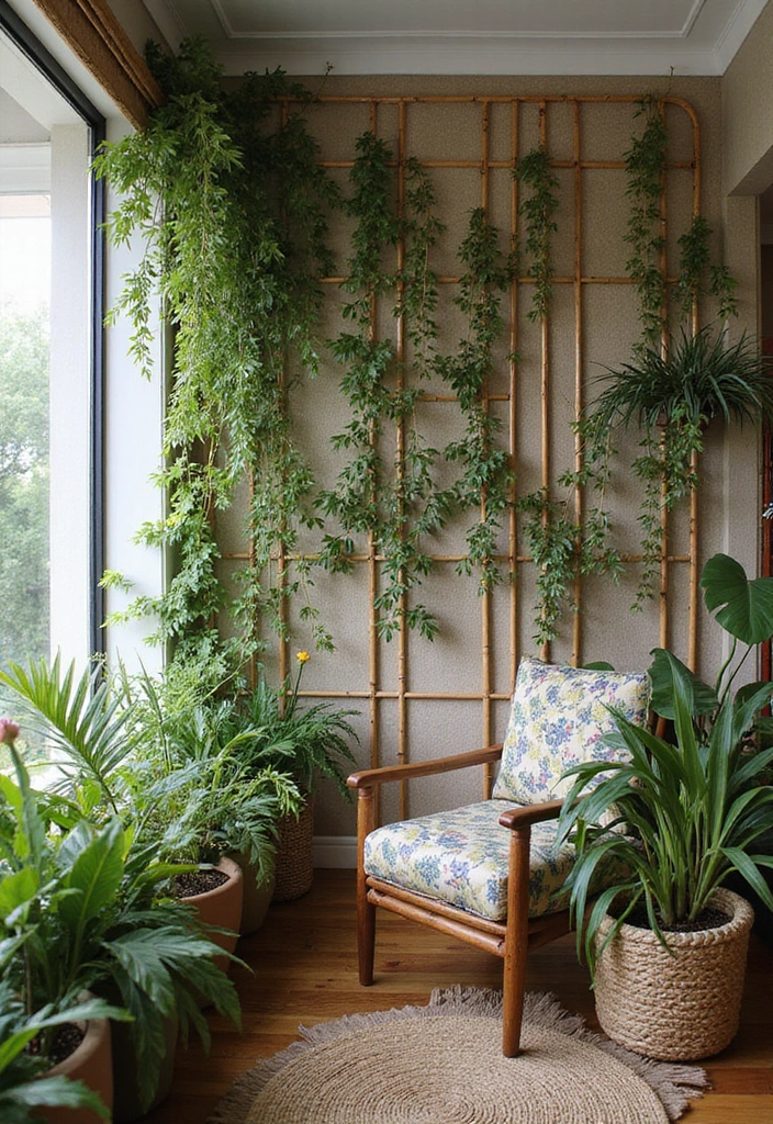 27 Bamboo Wall Decor Ideas For Calming Interiors - 4. Bamboo Trellis Accent