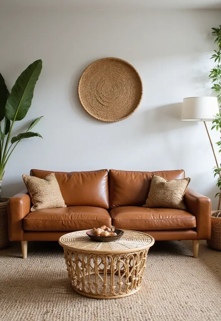 27 Chestnut Leather Couch Living Room Decor Inspirations 52 27 Chestnut Leather Couch Living Room Decor Inspirations - 16. Rattan and Leather