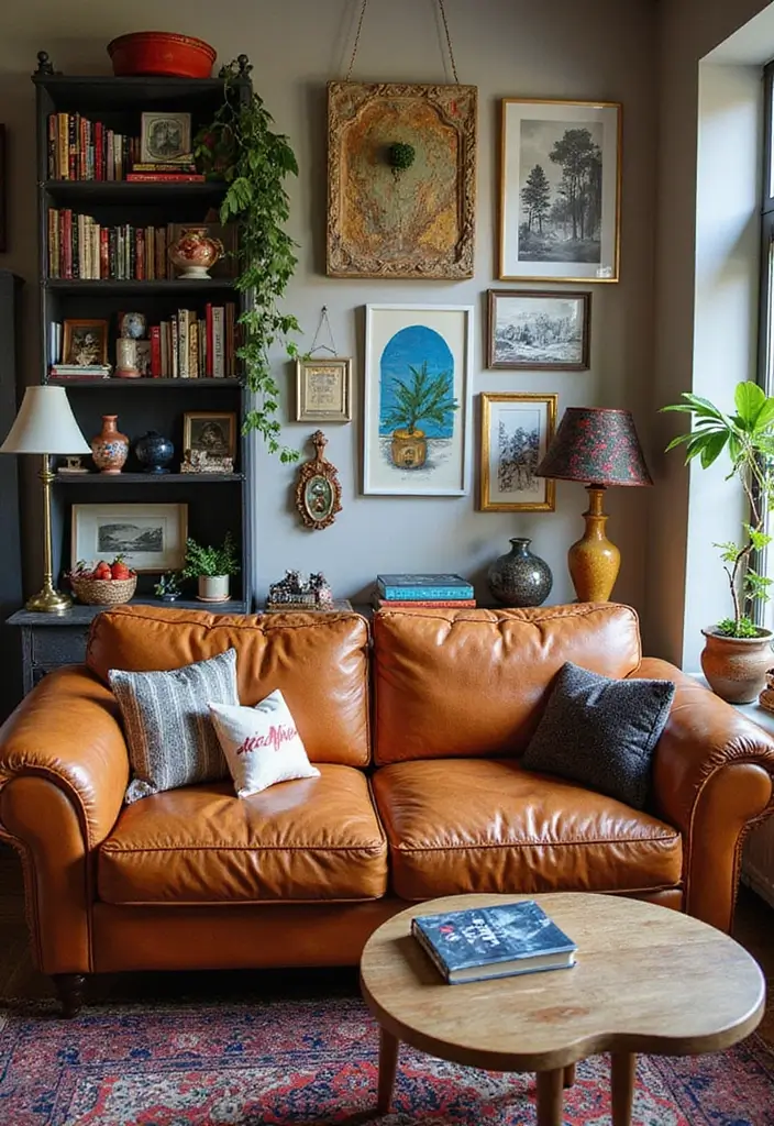 27 Chestnut Leather Couch Living Room Decor Inspirations 2 27 Chestnut Leather Couch Living Room Decor Inspirations - 2. Eclectic Mix