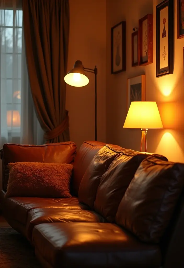 27 Chestnut Leather Couch Living Room Decor Inspirations 64 27 Chestnut Leather Couch Living Room Decor Inspirations - 20. Soft Lighting