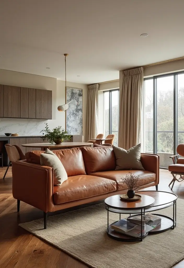 27 Chestnut Leather Couch Living Room Decor Inspirations 81 27 Chestnut Leather Couch Living Room Decor Inspirations - 27. Open Concept Flow