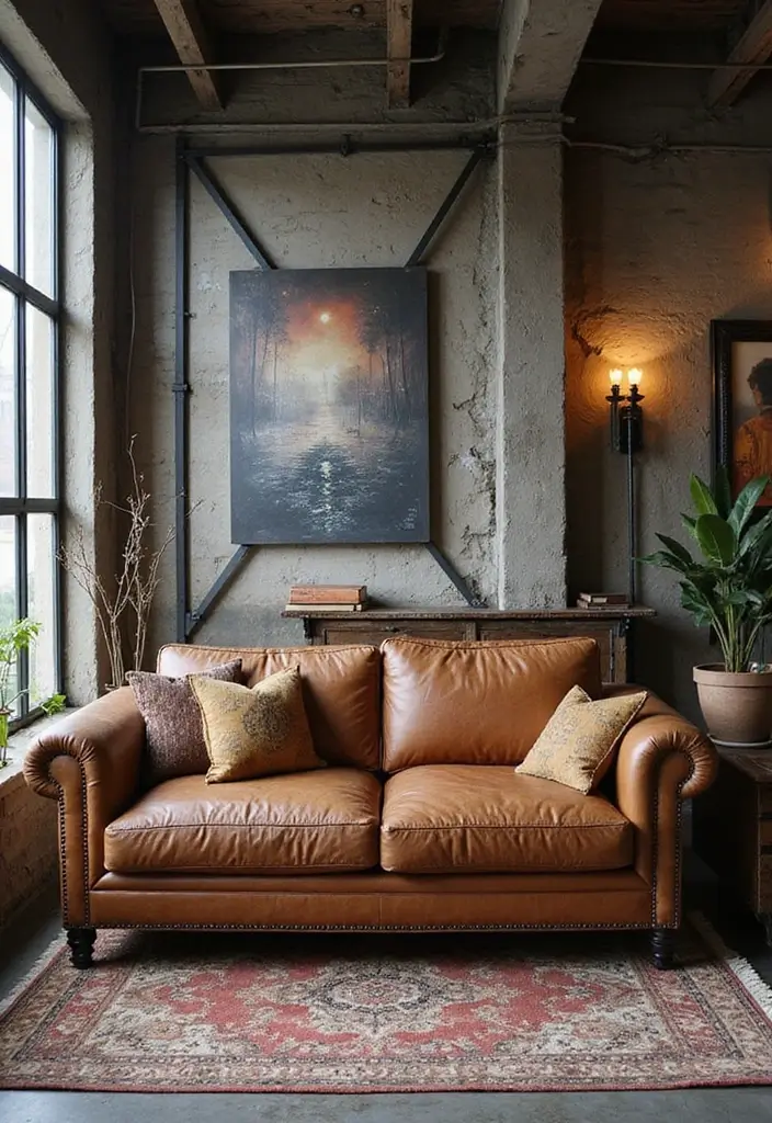 27 Chestnut Leather Couch Living Room Decor Inspirations 11 27 Chestnut Leather Couch Living Room Decor Inspirations - 5. Industrial Edge