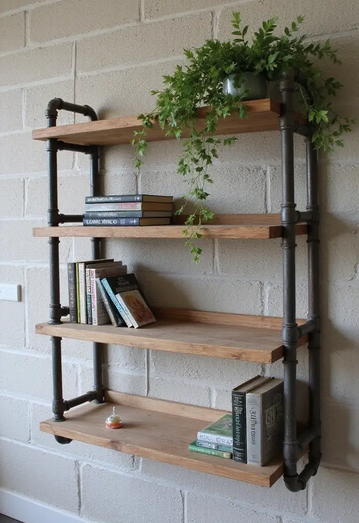 27 DIY Industrial Home Decor Ideas For Creative Spaces 1 27 DIY Industrial Home Decor Ideas For Creative Spaces - 1. Upcycled Pipe Shelving