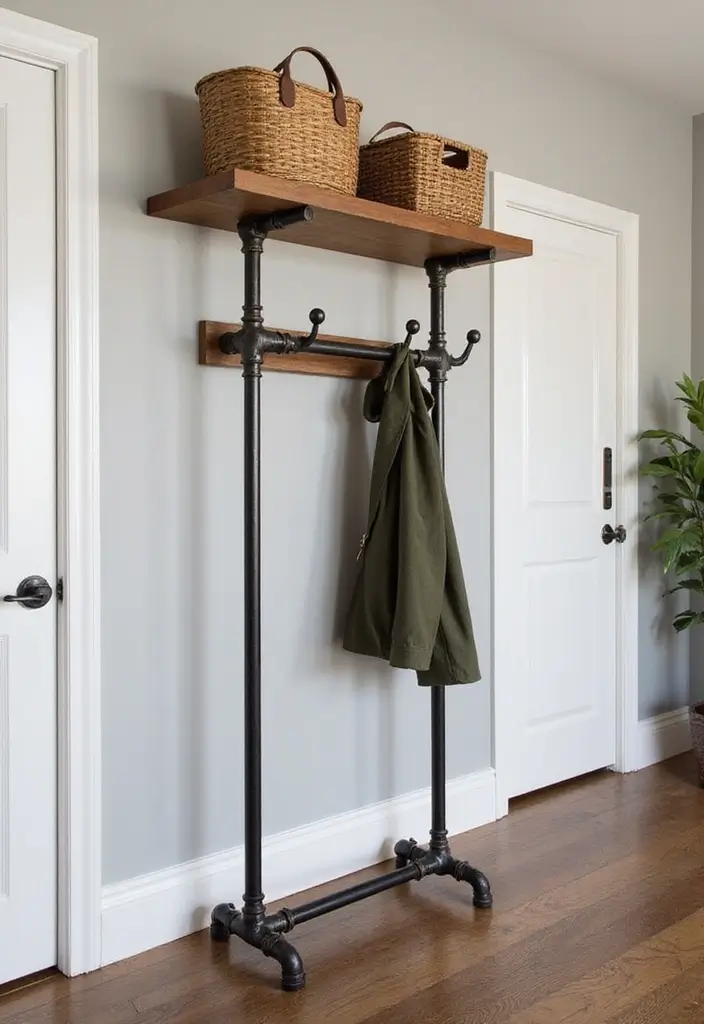 27 DIY Industrial Home Decor Ideas For Creative Spaces 30 27 DIY Industrial Home Decor Ideas For Creative Spaces - 12. Industrial Coat Rack