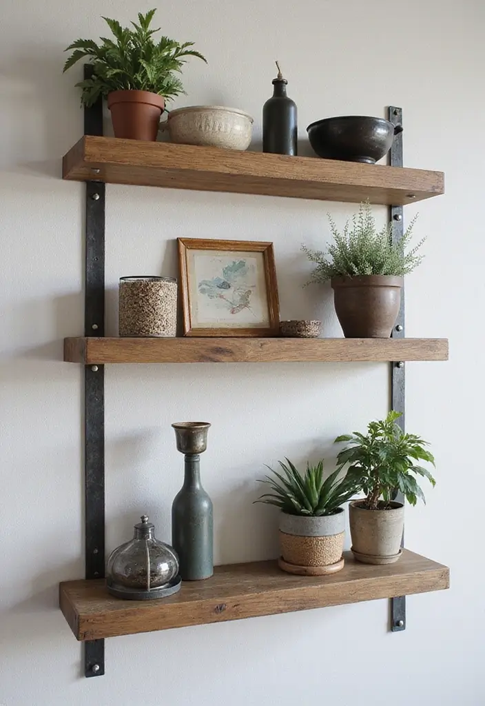 27 DIY Industrial Home Decor Ideas For Creative Spaces 31 27 DIY Industrial Home Decor Ideas For Creative Spaces - 13. Metal and Wood Floating Shelves
