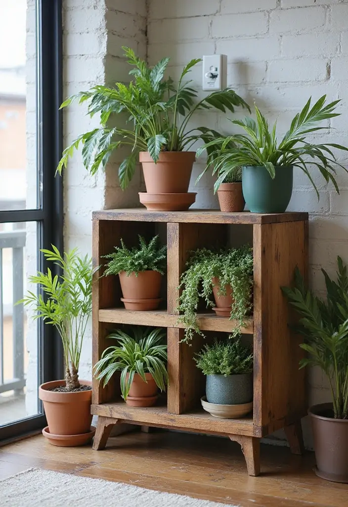 27 DIY Industrial Home Decor Ideas For Creative Spaces 34 27 DIY Industrial Home Decor Ideas For Creative Spaces - 16. Reclaimed Wood Plant Stand