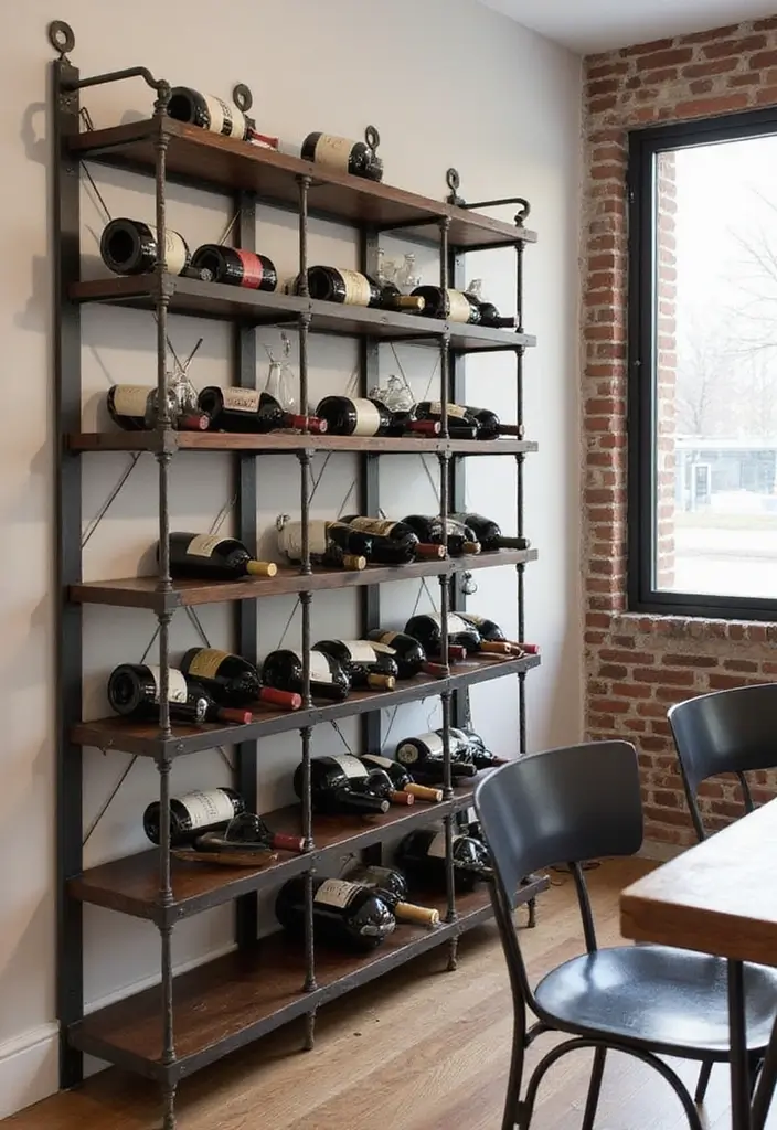 27 DIY Industrial Home Decor Ideas For Creative Spaces 37 27 DIY Industrial Home Decor Ideas For Creative Spaces - 19. Industrial Style Wine Rack