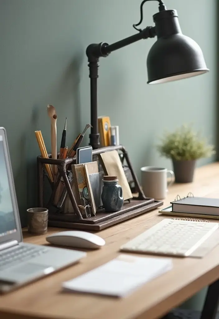 27 DIY Industrial Home Decor Ideas For Creative Spaces 38 27 DIY Industrial Home Decor Ideas For Creative Spaces - 20. Pipe-Based Desk Organizer