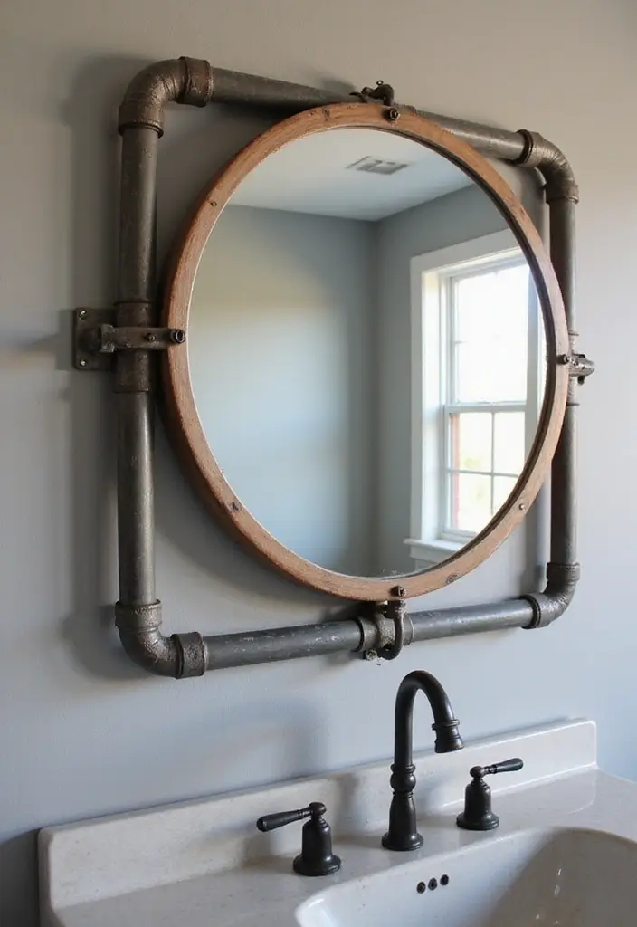 27 DIY Industrial Home Decor Ideas For Creative Spaces 46 27 DIY Industrial Home Decor Ideas For Creative Spaces - 22. Industrial Style Bathroom Mirror