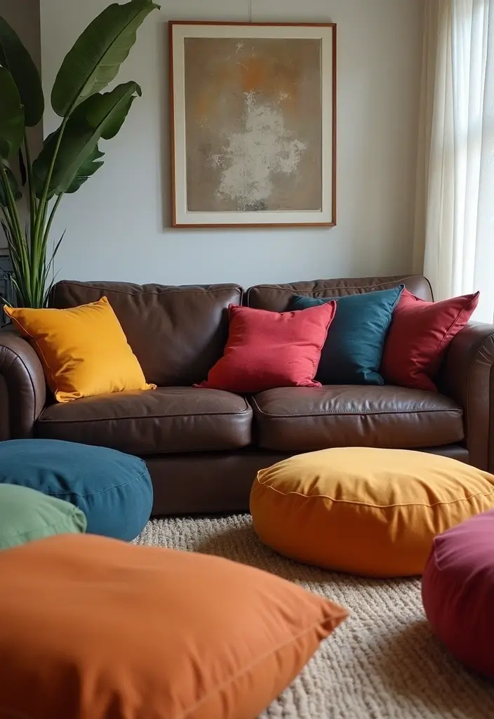 27 Dark Brown Leather Couch Living Room Decor Inspirations 36 27 Dark Brown Leather Couch Living Room Decor Inspirations - 16. Emphasize Comfort with Bean Bags