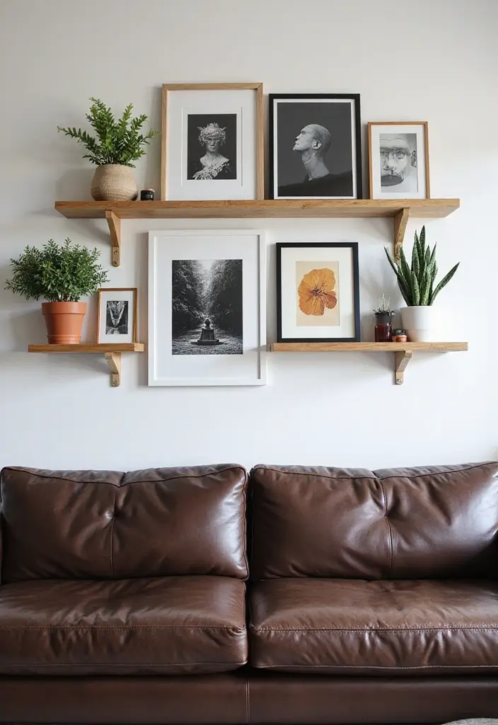 27 Dark Brown Leather Couch Living Room Decor Inspirations 6 27 Dark Brown Leather Couch Living Room Decor Inspirations - 2. Create a Gallery Wall