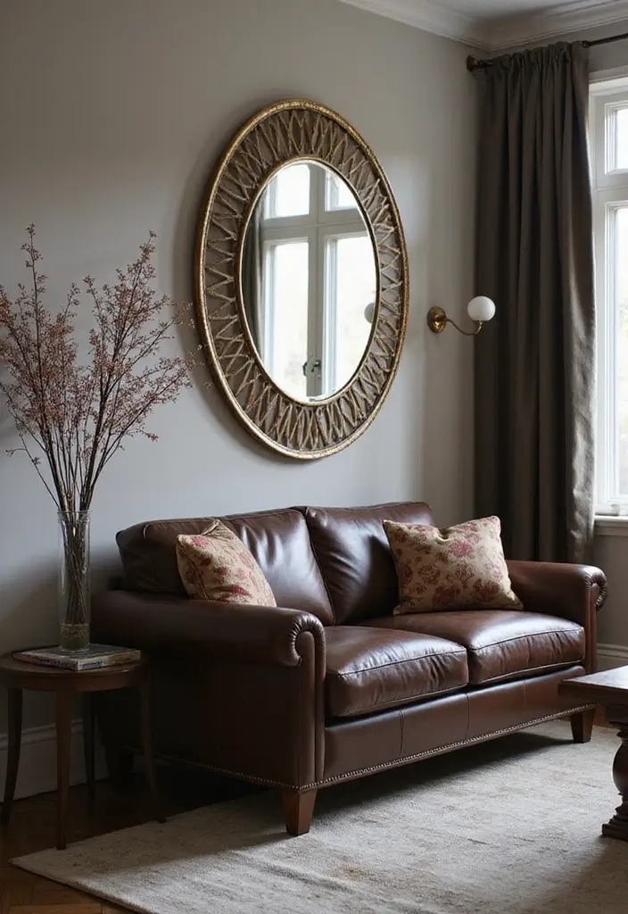 27 Dark Brown Leather Couch Living Room Decor Inspirations 48 27 Dark Brown Leather Couch Living Room Decor Inspirations - 20. Use of Mirrors