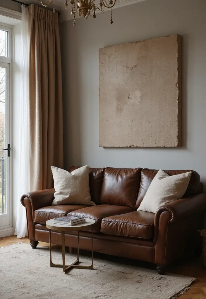 27 Dark Brown Leather Couch Living Room Decor Inspirations 57 27 Dark Brown Leather Couch Living Room Decor Inspirations - 23. Soft Drapery and Curtains