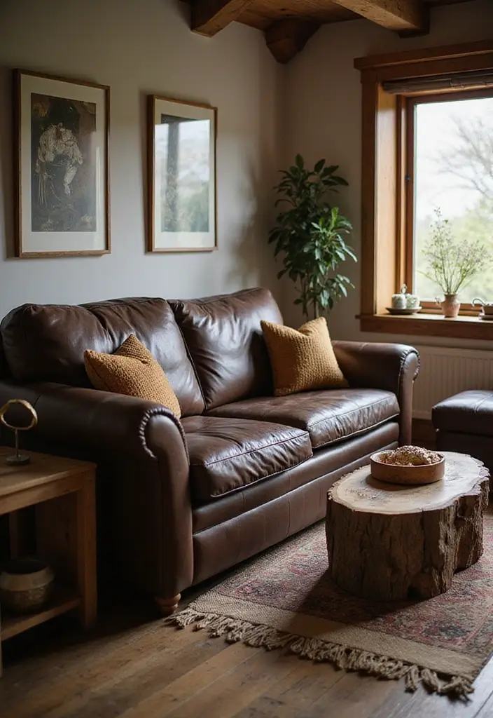 27 Dark Brown Leather Couch Living Room Decor Inspirations 7 27 Dark Brown Leather Couch Living Room Decor Inspirations - 3. Pair with Rustic Furniture
