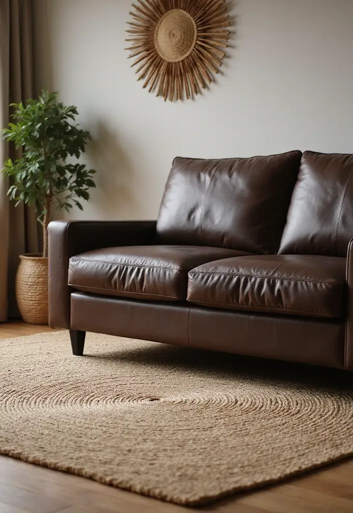 27 Dark Brown Leather Couch Living Room Decor Inspirations 16 27 Dark Brown Leather Couch Living Room Decor Inspirations - 6. Use Rugs for Comfort and Style