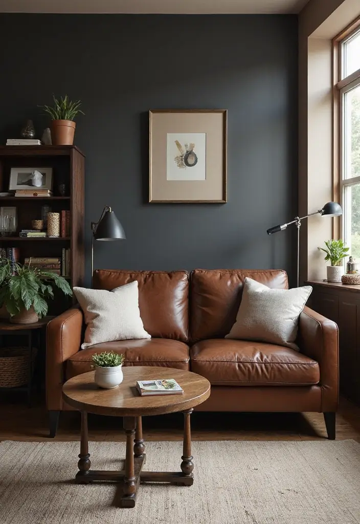 27 Dark Brown Leather Couch Living Room Decor Inspirations 25 27 Dark Brown Leather Couch Living Room Decor Inspirations - 9. Compliment with Dark Brown Furniture Accents