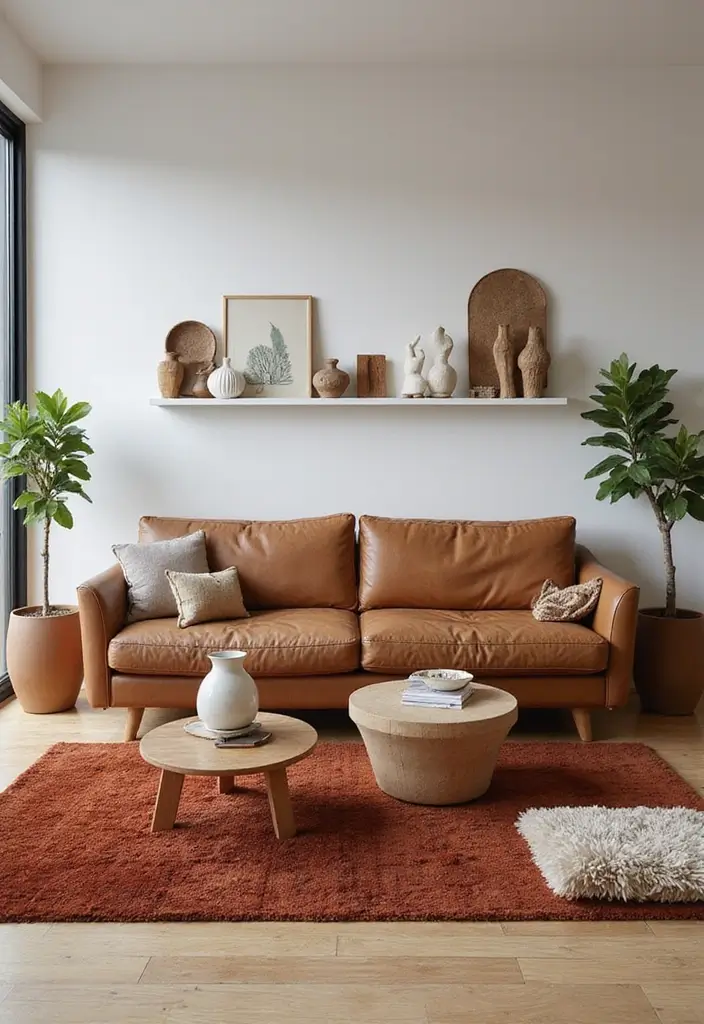 27 Decor Ideas With Brown Leather Couches For Elegant Spaces 57 27 Decor Ideas With Brown Leather Couches For Elegant Spaces - 21. Stylish Accessories