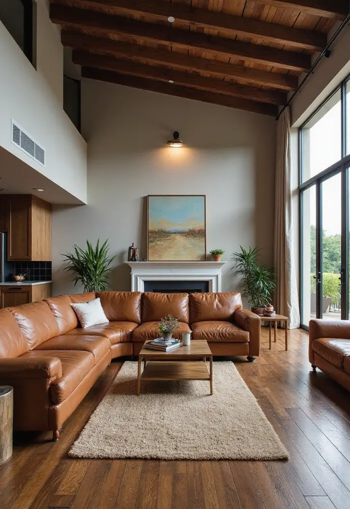 27 Decor Ideas With Brown Leather Couches For Elegant Spaces 65 27 Decor Ideas With Brown Leather Couches For Elegant Spaces - 23. An Open Layout