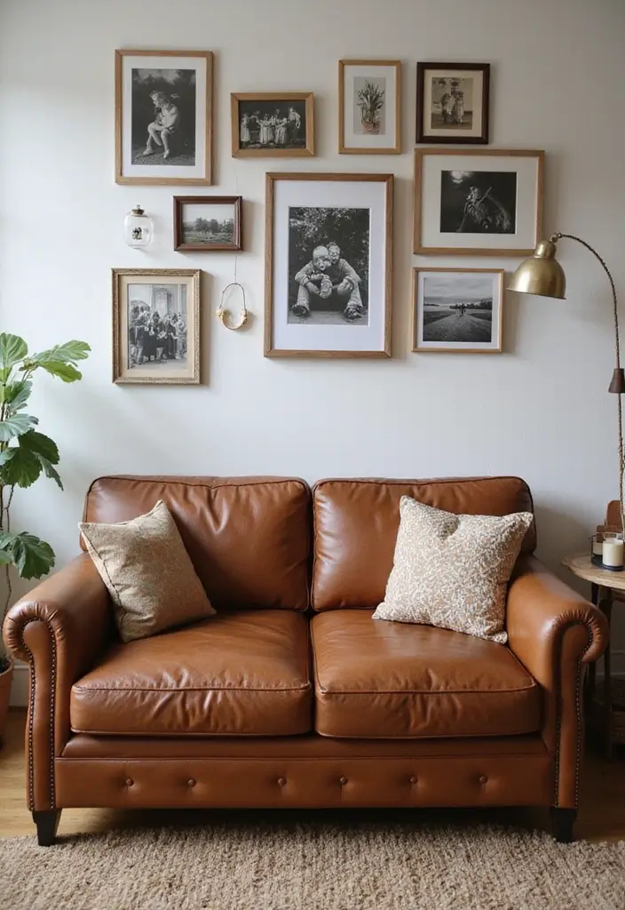 27 Decor Ideas With Brown Leather Couches For Elegant Spaces 66 27 Decor Ideas With Brown Leather Couches For Elegant Spaces - 24. Personal Touches