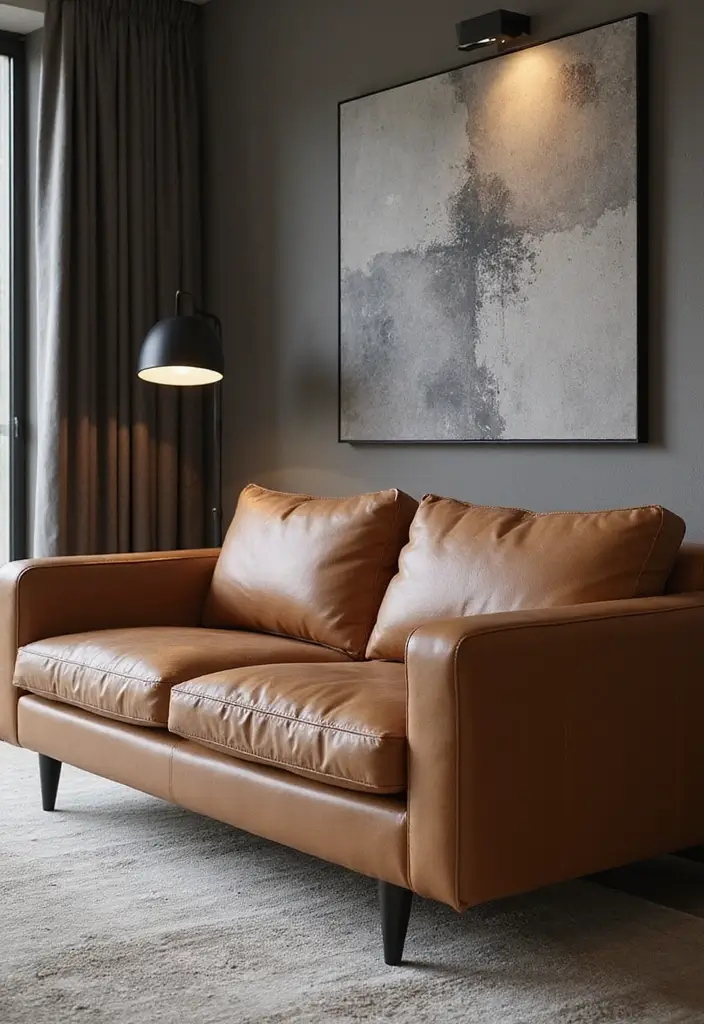 27 Decor Ideas With Brown Leather Couches For Elegant Spaces 73 27 Decor Ideas With Brown Leather Couches For Elegant Spaces - 27. Elegant Minimalism