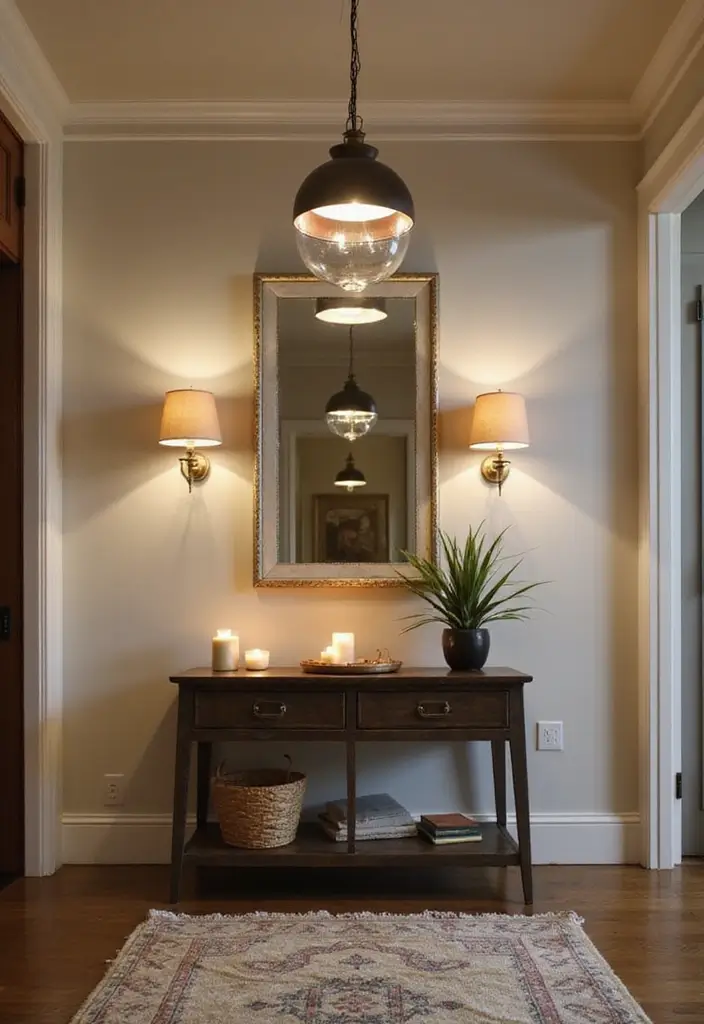 27 Industrial Console Table Decor Ideas To Elevate Your Entryway 26 27 Industrial Console Table Decor Ideas To Elevate Your Entryway - 10. Stylish Lighting Solutions