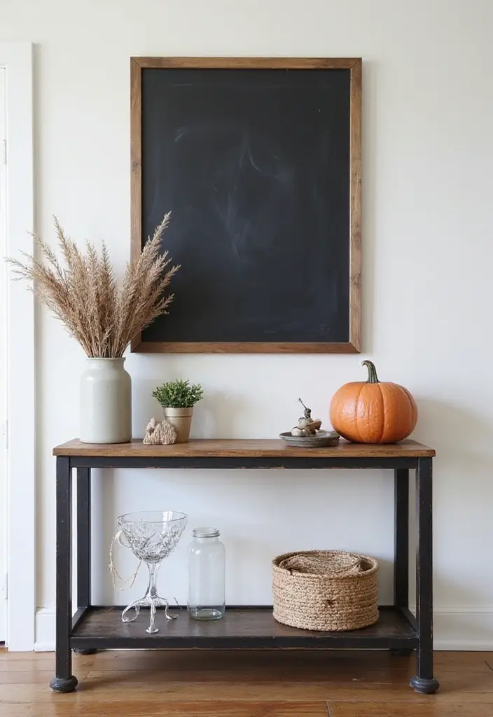 27 Industrial Console Table Decor Ideas To Elevate Your Entryway 46 27 Industrial Console Table Decor Ideas To Elevate Your Entryway - 16. Chalkboard or Whiteboard