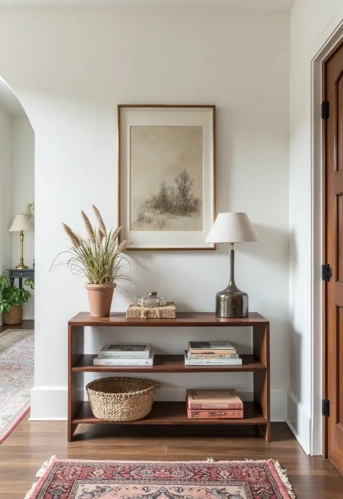 27 Industrial Console Table Decor Ideas To Elevate Your Entryway 70 27 Industrial Console Table Decor Ideas To Elevate Your Entryway - 26. Stylish Rugs