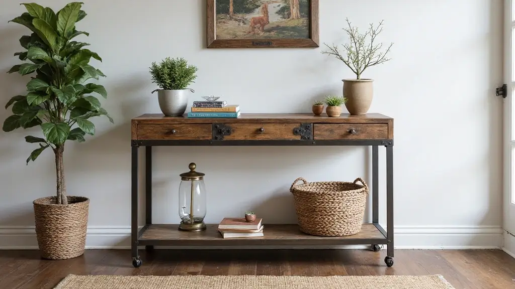 27 Industrial Console Table Decor Ideas To Elevate Your Entryway