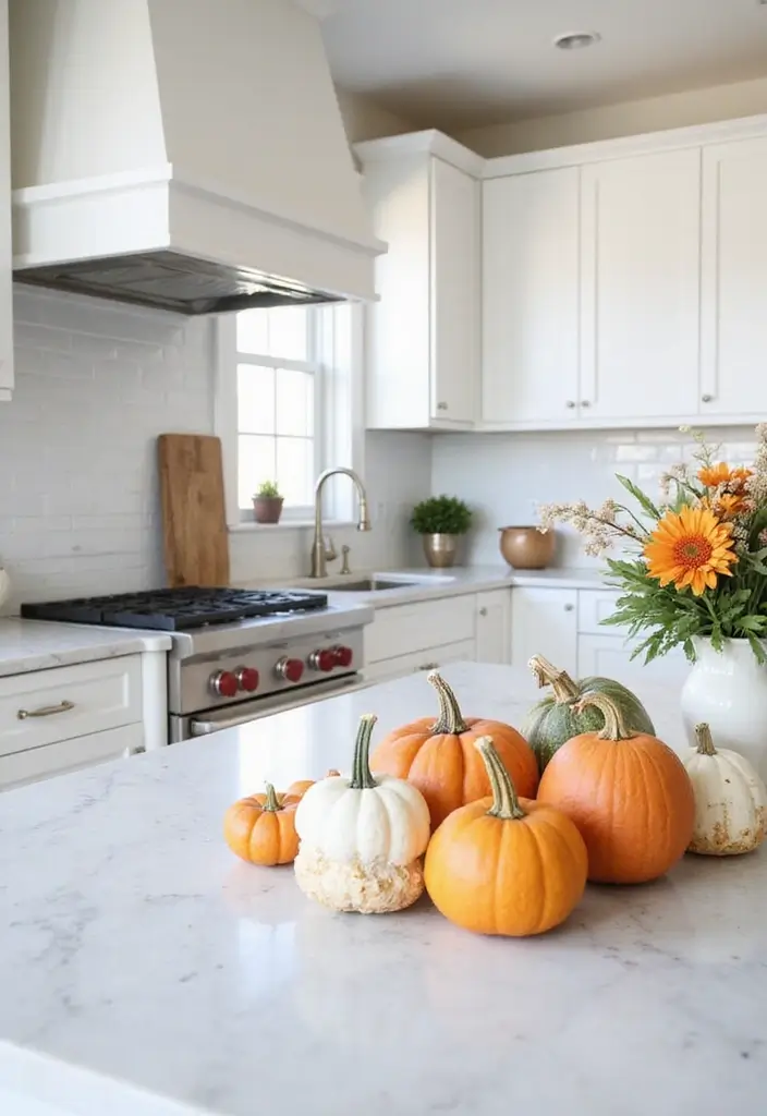27 White Marble Kitchen Countertop Decor Inspirations 20 27 White Marble Kitchen Countertop Decor Inspirations - 12. Seasonal Decor Changes