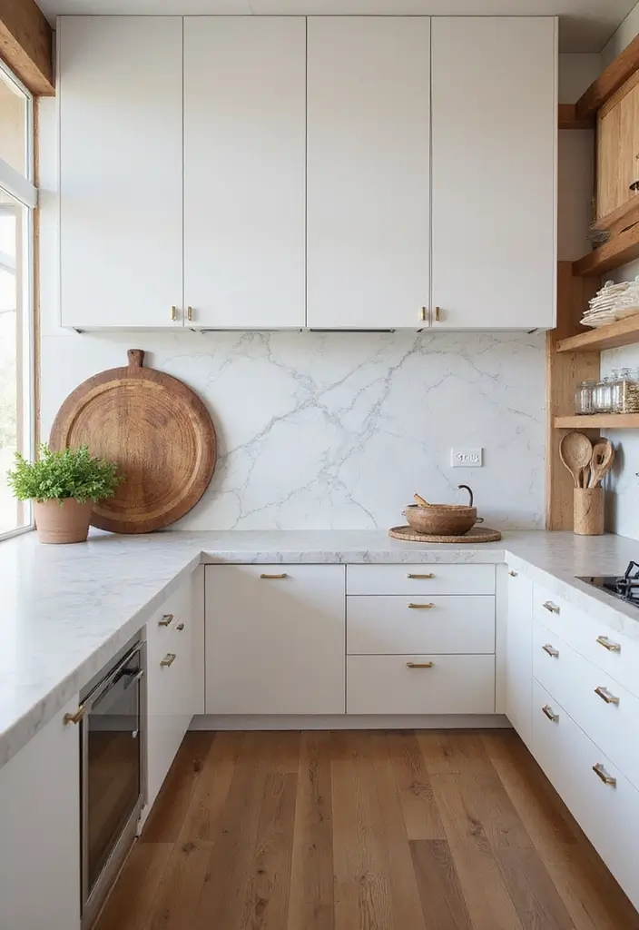 27 White Marble Kitchen Countertop Decor Inspirations 2 27 White Marble Kitchen Countertop Decor Inspirations - 2. Rustic Wooden Accents