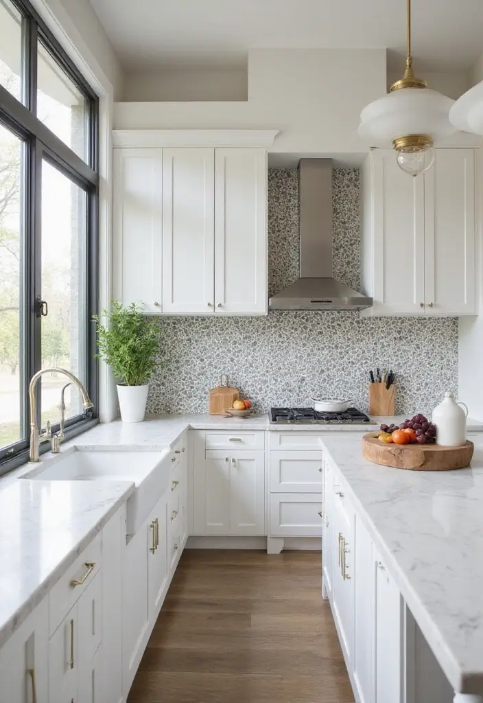 27 White Marble Kitchen Countertop Decor Inspirations 47 27 White Marble Kitchen Countertop Decor Inspirations - 23. Artistic Tile Backdrops