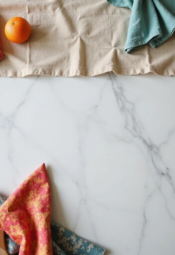 27 White Marble Kitchen Countertop Decor Inspirations 4 27 White Marble Kitchen Countertop Decor Inspirations - 4. Textural Contrast with Fabrics