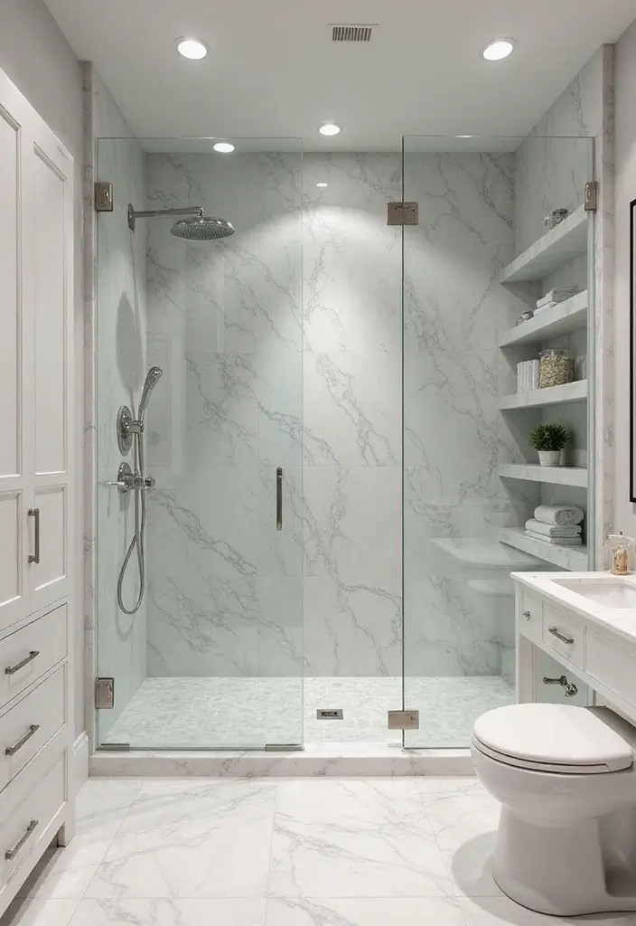 28 Bathroom Decor Ideas With Marble Counters And Accents 37 28 Bathroom Decor Ideas With Marble Counters And Accents - 15. Marble Shower Walls