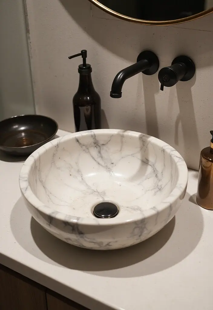 28 Bathroom Decor Ideas With Marble Counters And Accents 40 28 Bathroom Decor Ideas With Marble Counters And Accents - 18. Marble Basin Sinks