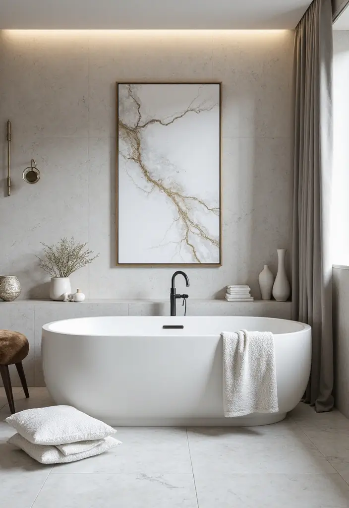 28 Bathroom Decor Ideas With Marble Counters And Accents 43 28 Bathroom Decor Ideas With Marble Counters And Accents - 19. Marble Artwork and Decor