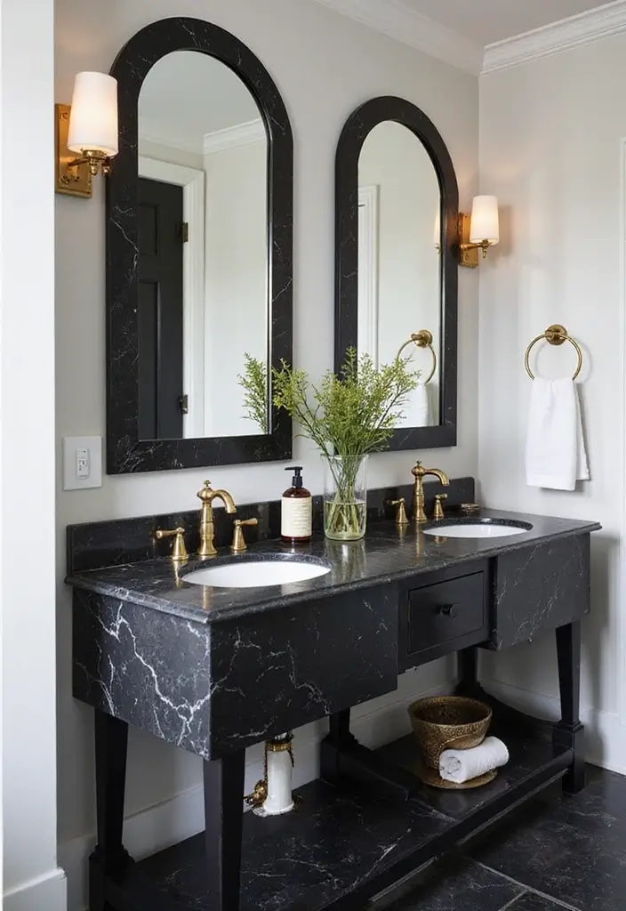 28 Bathroom Decor Ideas With Marble Counters And Accents 2 28 Bathroom Decor Ideas With Marble Counters And Accents - 2. Bold Black Marble Accents