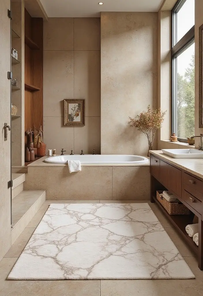 28 Bathroom Decor Ideas With Marble Counters And Accents 44 28 Bathroom Decor Ideas With Marble Counters And Accents - 20. Marble in Accent Rugs