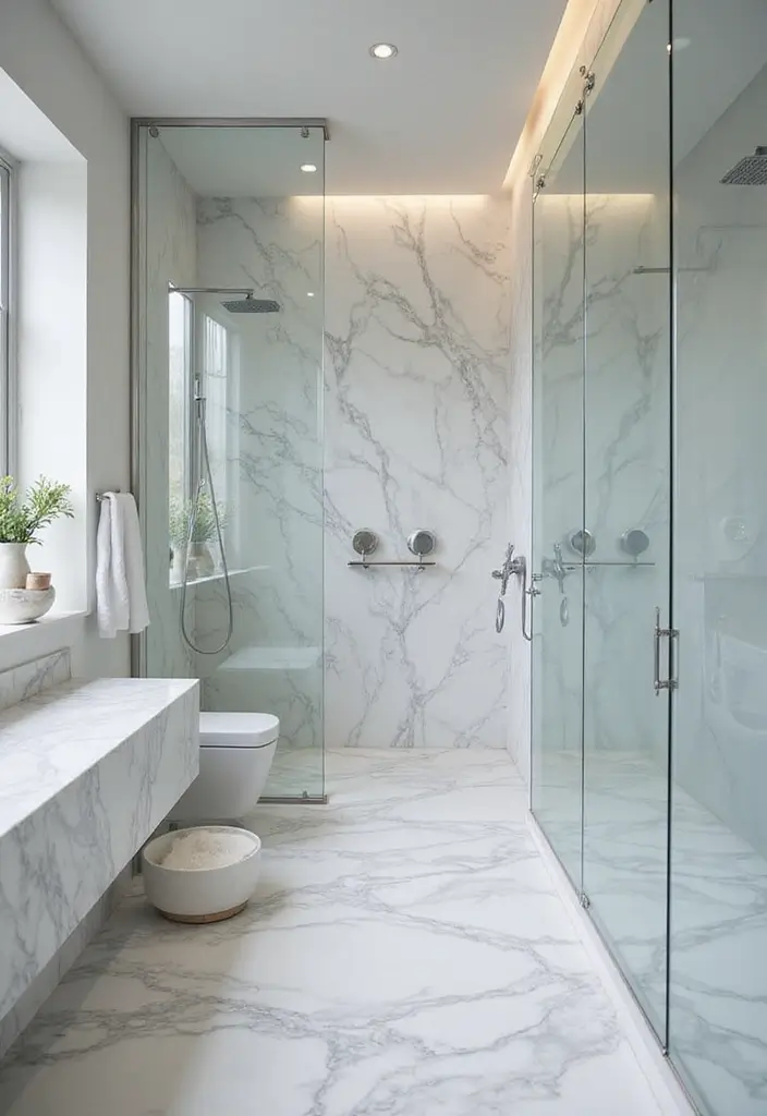28 Bathroom Decor Ideas With Marble Counters And Accents 45 28 Bathroom Decor Ideas With Marble Counters And Accents - 21. Ombre Marble Effects